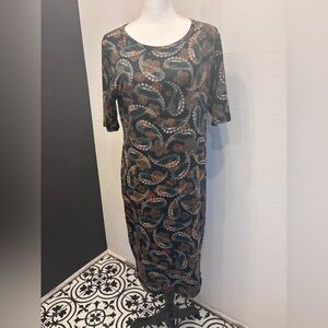LuLaRoe Black and Brown Paisley Midi Dress